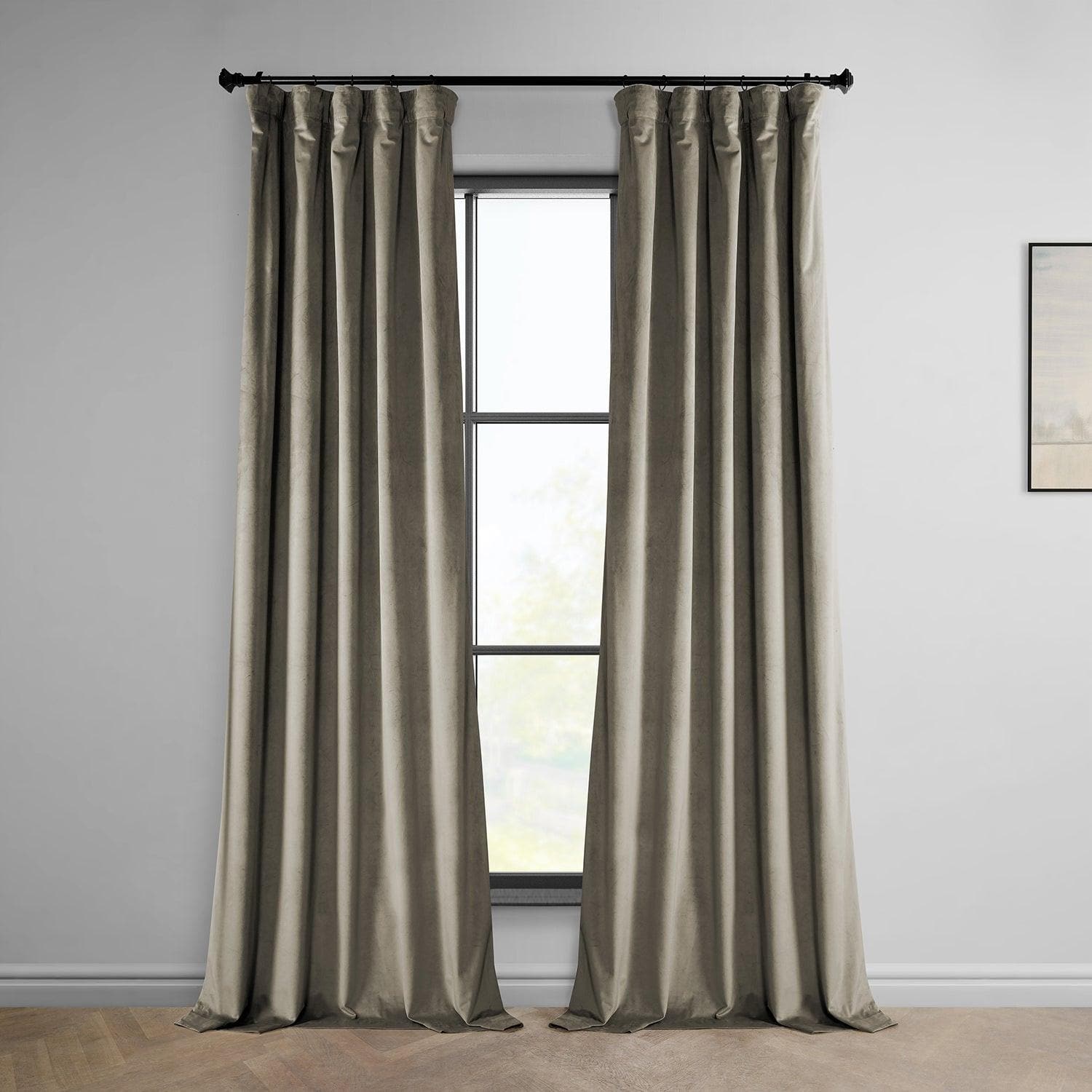 Gallery Taupe Heritage Plush Velvet Blackout Curtains for Bedroom & Living Room - Thermal Insulated Noise Reducing Window Drapes for Home Decor