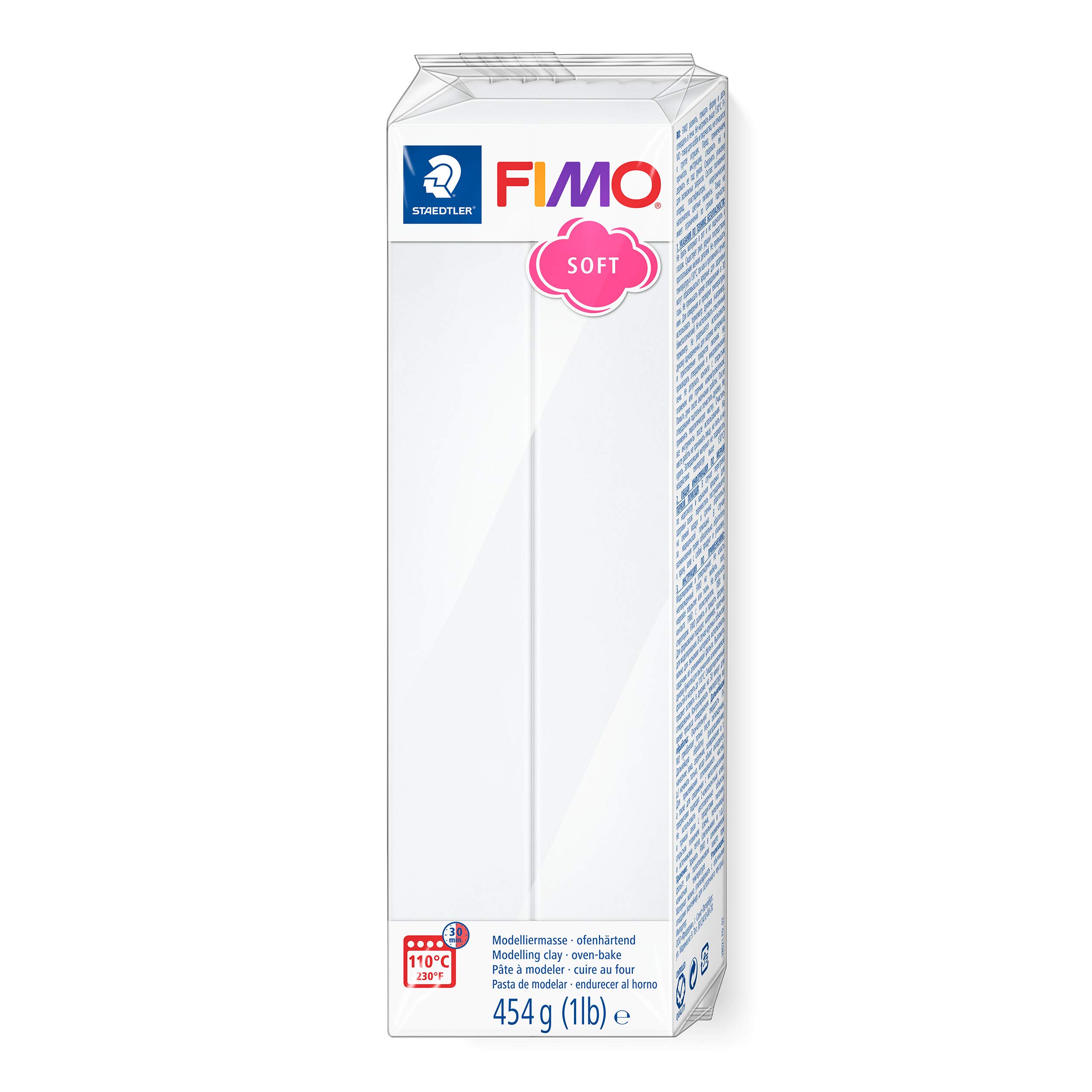 STAEDTLER FIMO Soft Polymer Clay - 1 lb Block, White (8021-0) - Oven Bake Modeling Clay for Jewelry Making, Sculpting & DIY Crafts - Perfect for Home Decor, Gift Making & Art Projects