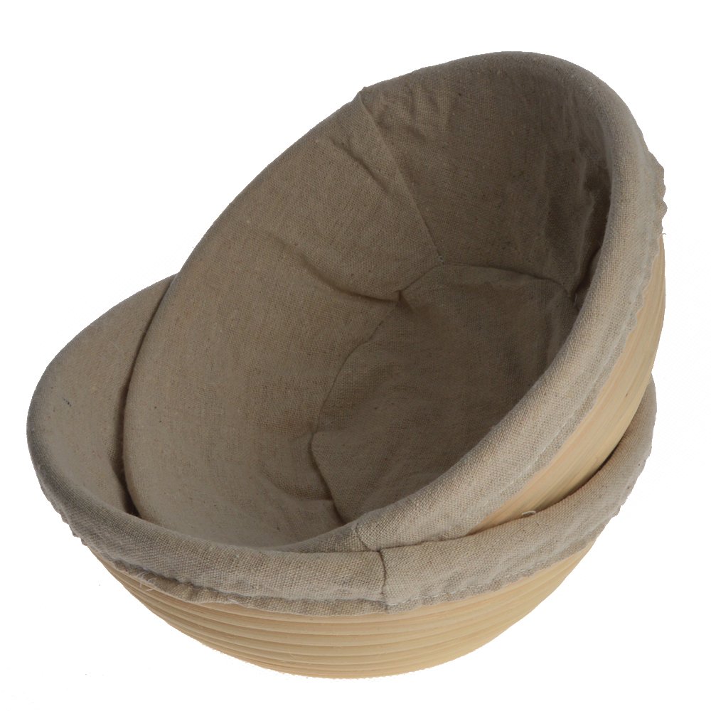 2-Pack 10 Inch Round Bread Proofing Basket with Linen Liner - Banneton Brotform for Sourdough Baking (Fits 1000g Dough) - Perfect for Artisan Bread Making & Home Bakers