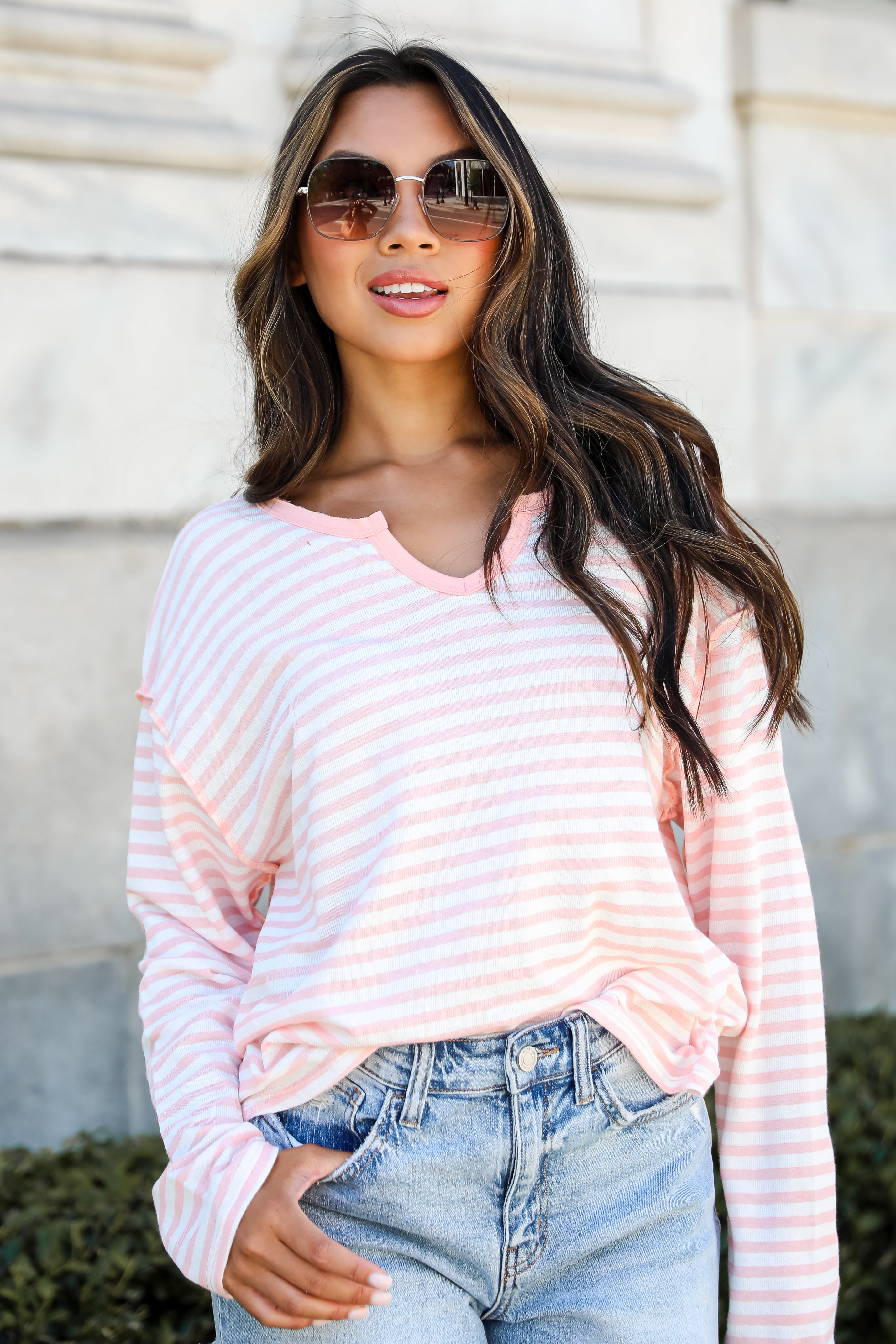 Everleigh Pink Striped Top for Women - Trendy Striped Blouse for Casual & Office Wear | Summer Fashion Essential