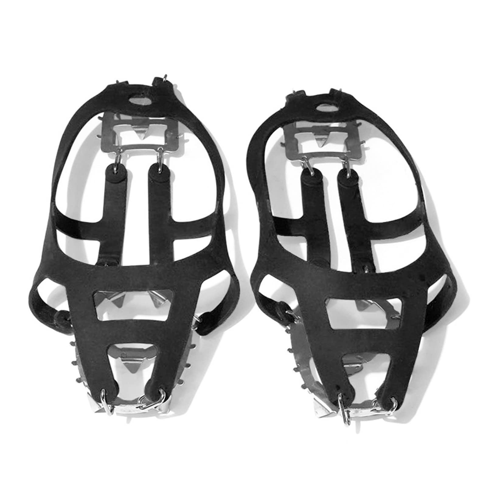 18-Spike Traction Cleats for Snow & Ice - Anti-Slip Crampons for Winter Hiking, Jogging, Ice Fishing - Stainless Steel Shoe Covers for Outdoor Adventures