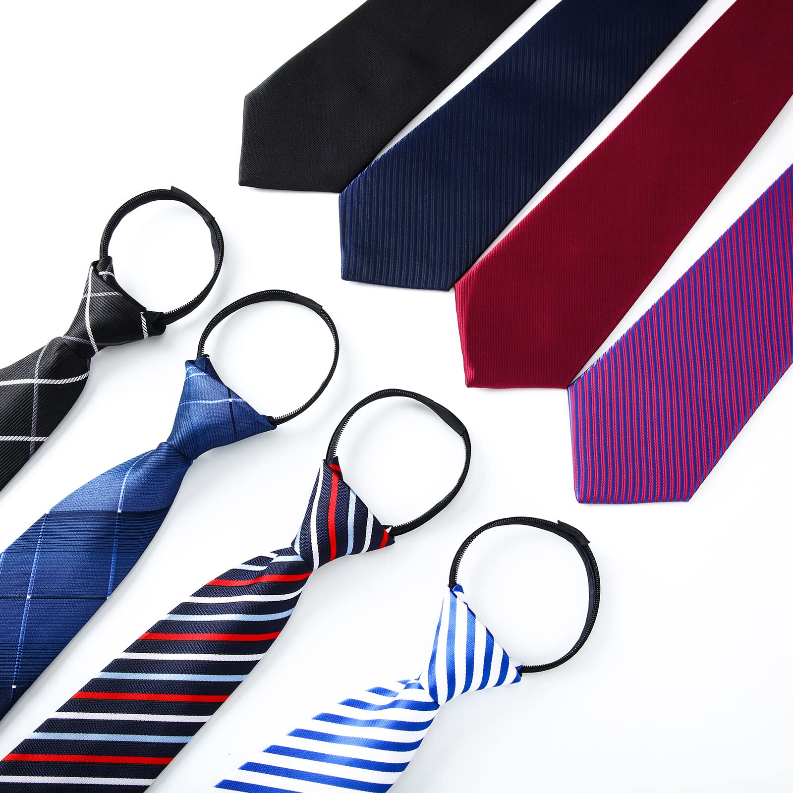 Geyoga 8-Piece Adjustable Pre-Tied Clip-On Necktie Set for Men - Perfect for Business, Weddings & Formal Events