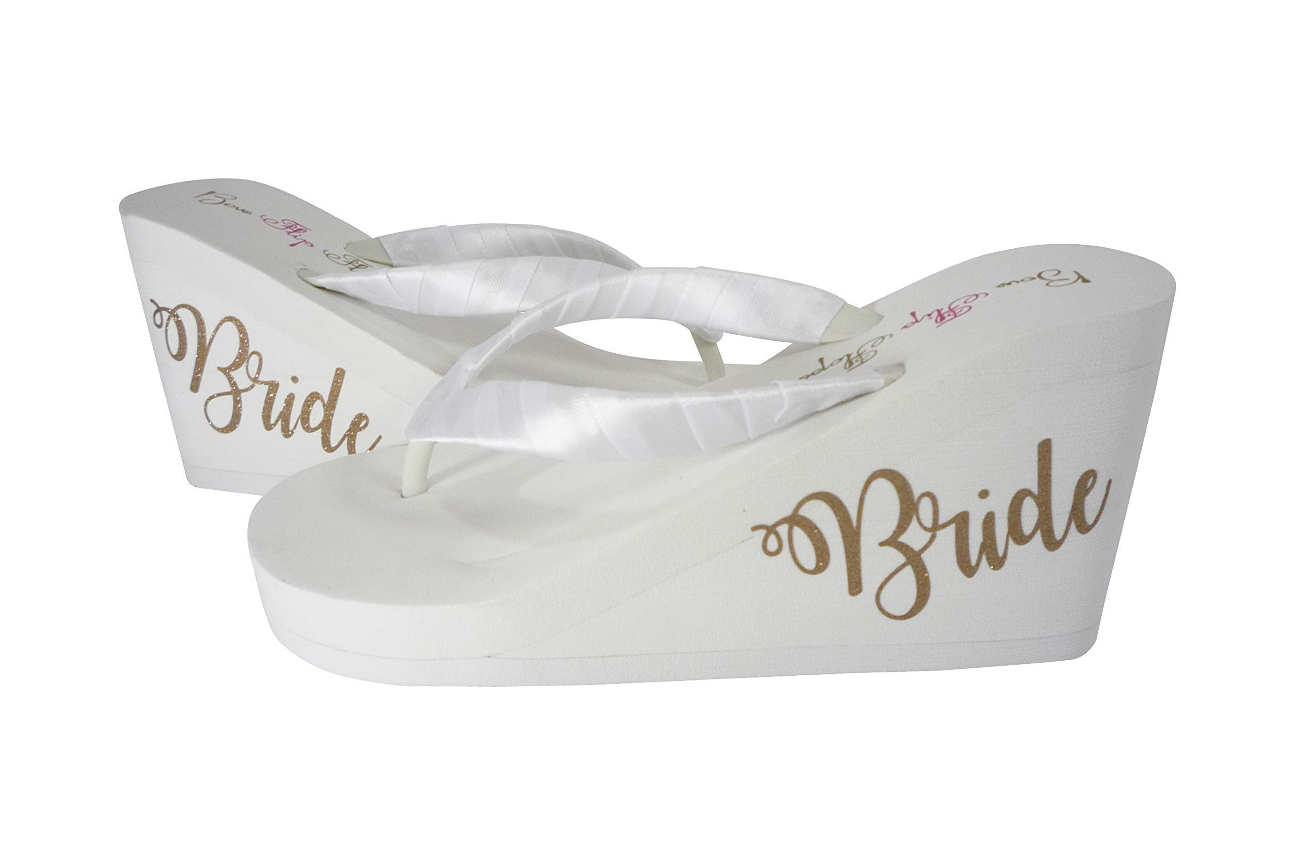 Elegant Ivory Bride Script Flip Flops for Weddings - Perfect for Bridal Showers, Bachelorette Parties & Beach Weddings