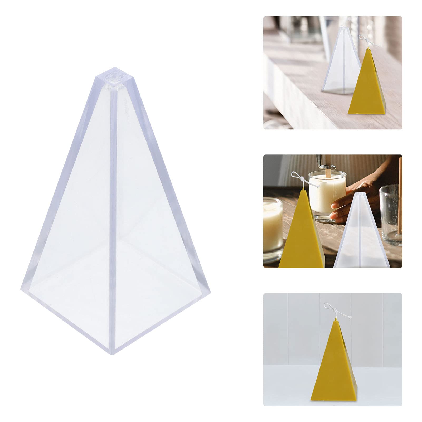 Healifty 11.2x6cm Pyramid Candle Molds - Geometric Plastic Resin Molds for DIY Pillar Candles, Soap Making, Beeswax & Epoxy Resin Casting - Perfect for Home Decor, Wedding Centerpieces & Aromatherapy Gifts