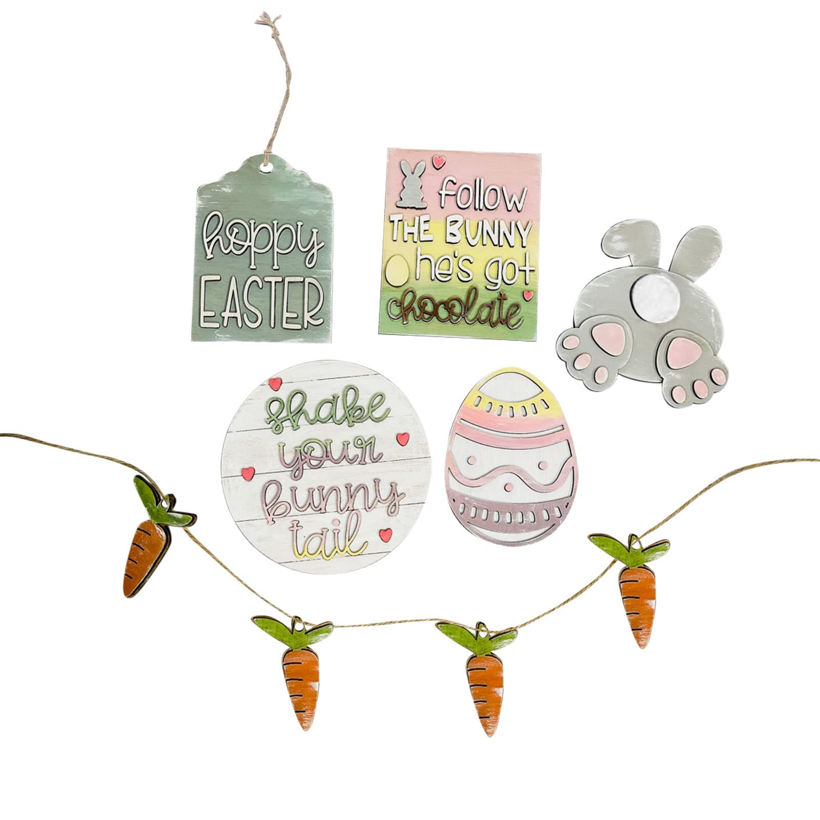 Rustic Wooden Easter Tiered Tray Decor - Farmhouse Style Rabbit & Carrot Ornament with Easter Eggs for Holiday Home Decoration | Perfect for Spring Table Centerpiece, Mantel Display, and Seasonal Party Decor