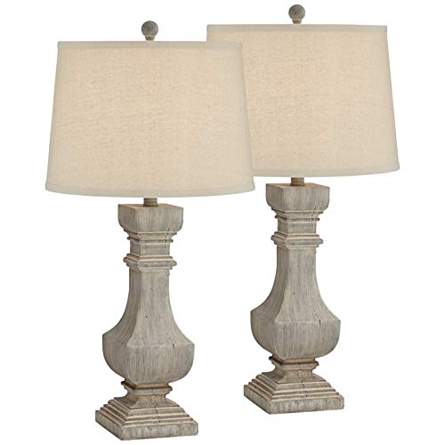 Pacific Coast Lighting 60G46 Wilmington Grey 1-Light 150W Table Lamp Set of 2 - Modern Nightstand Lamp for Bedroom, Living Room & Office Decor