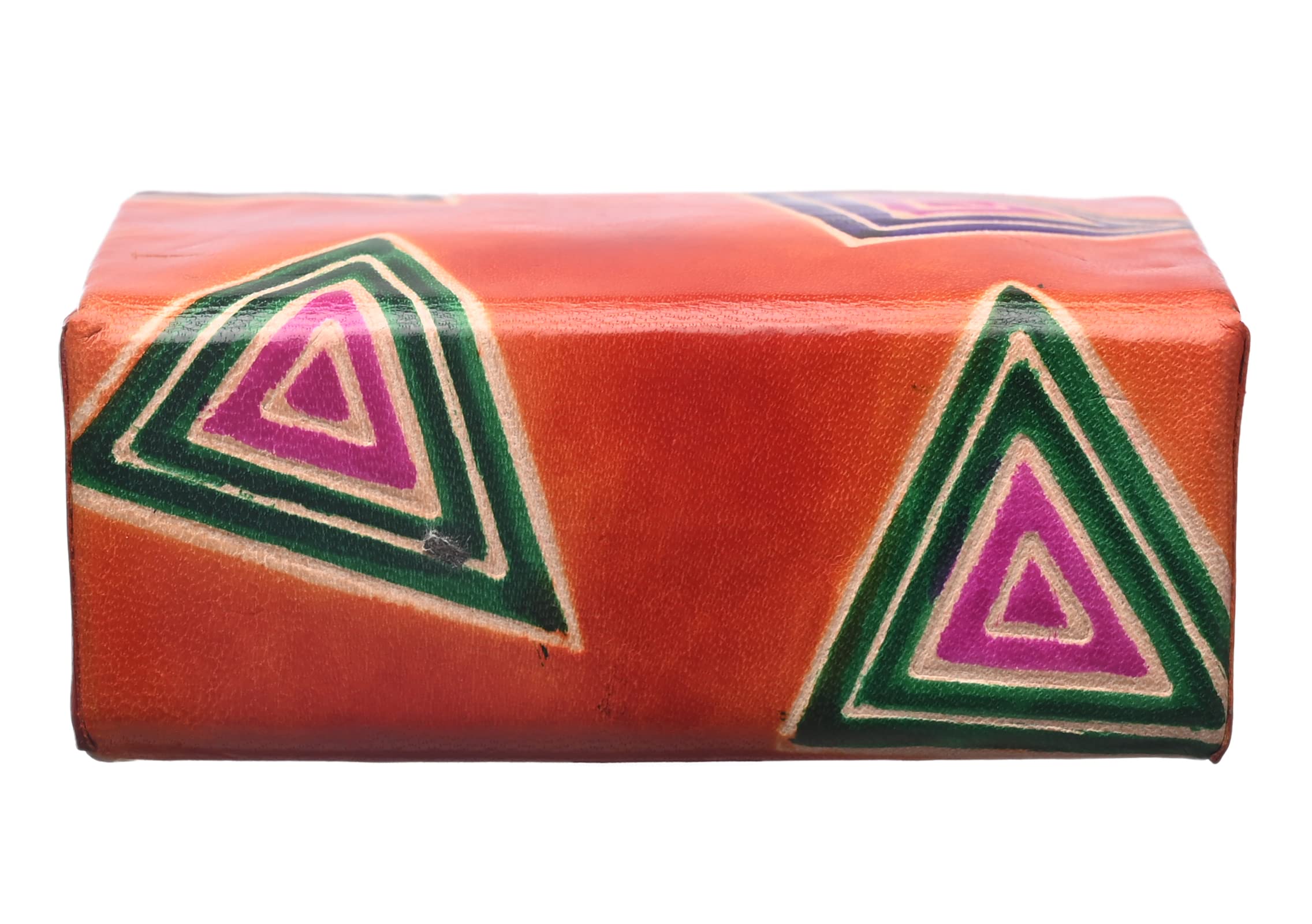 Premium Leather Lipstick Case with Mirror - Traditional Floral Design Jewelry Holder Box for 2 Lipsticks, Perfect for Handbags & Crossbody Bags (Orange) - Ideal Gift for Women, Travel & Daily Makeup Organization