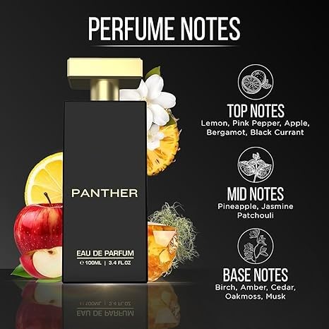 Panther Eau De Parfum for Men - 100ml Premium Long Lasting Fragrance with Patchouli & Musky Notes | Best Cologne Gift for Date Night, Office & Special Occasions
