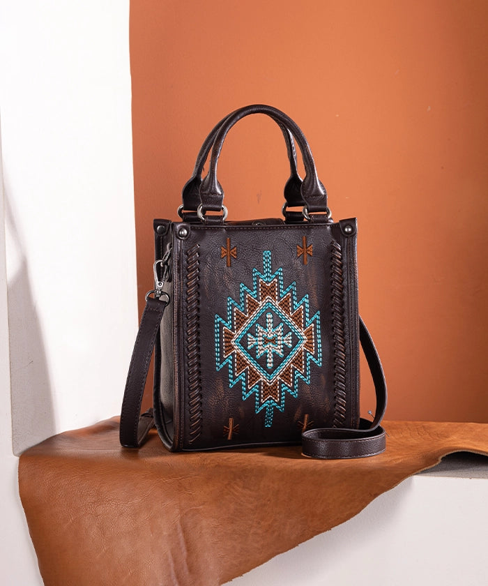 Montana West Aztec Embroidered Mini Crossbody Purse for Women - Stylish Boho Handbag with Adjustable Strap, Perfect for Travel, Shopping & Daily Use