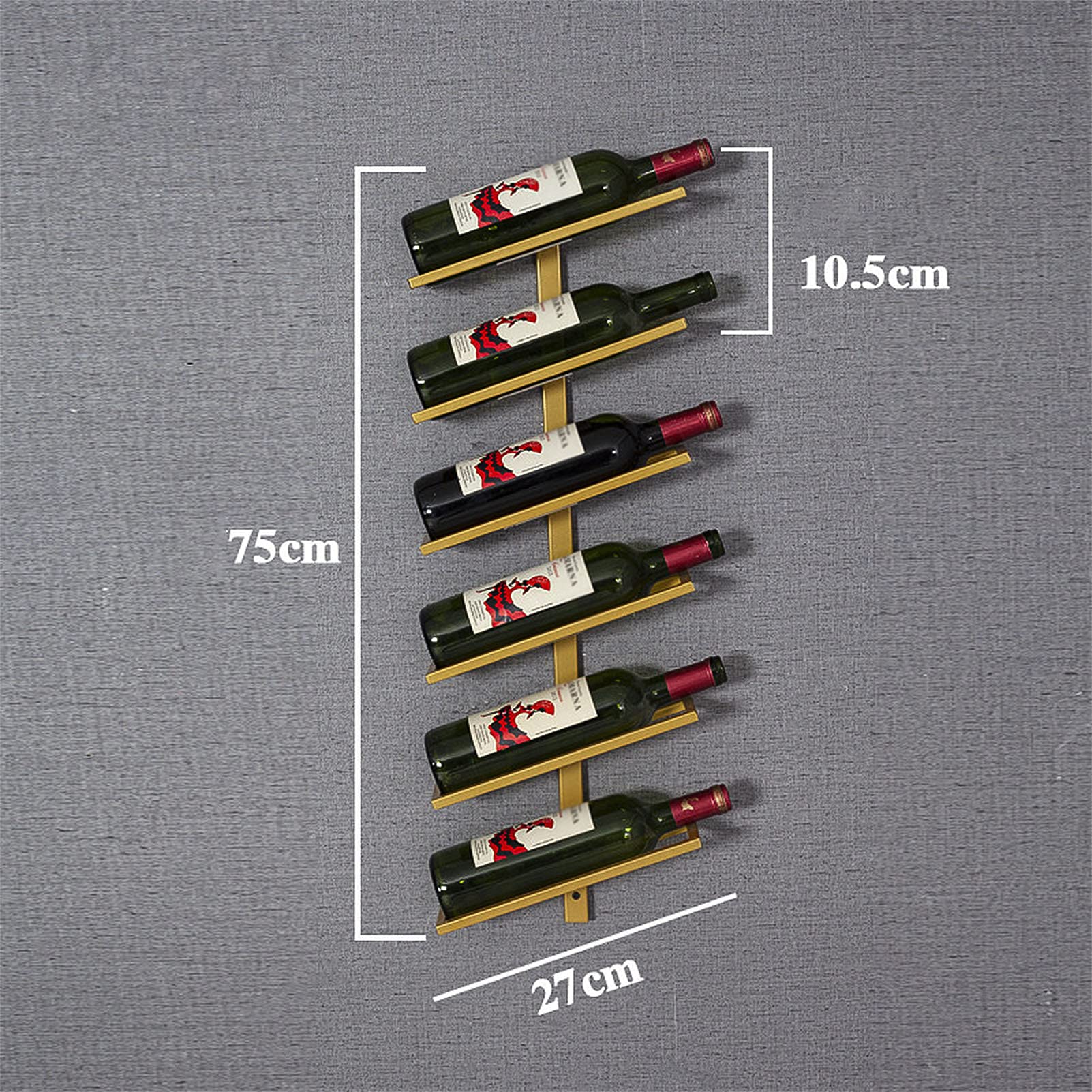 Wall-Mounted Wine Rack Holder - Holds 2/4/6/8/10/12 Bottles - Durable Metal Wine Storage for Kitchen, Bar, Restaurant or Wine Cellar - Space Saving Bronze/Black/Gold Design - Perfect for Home Entertaining & Commercial Use