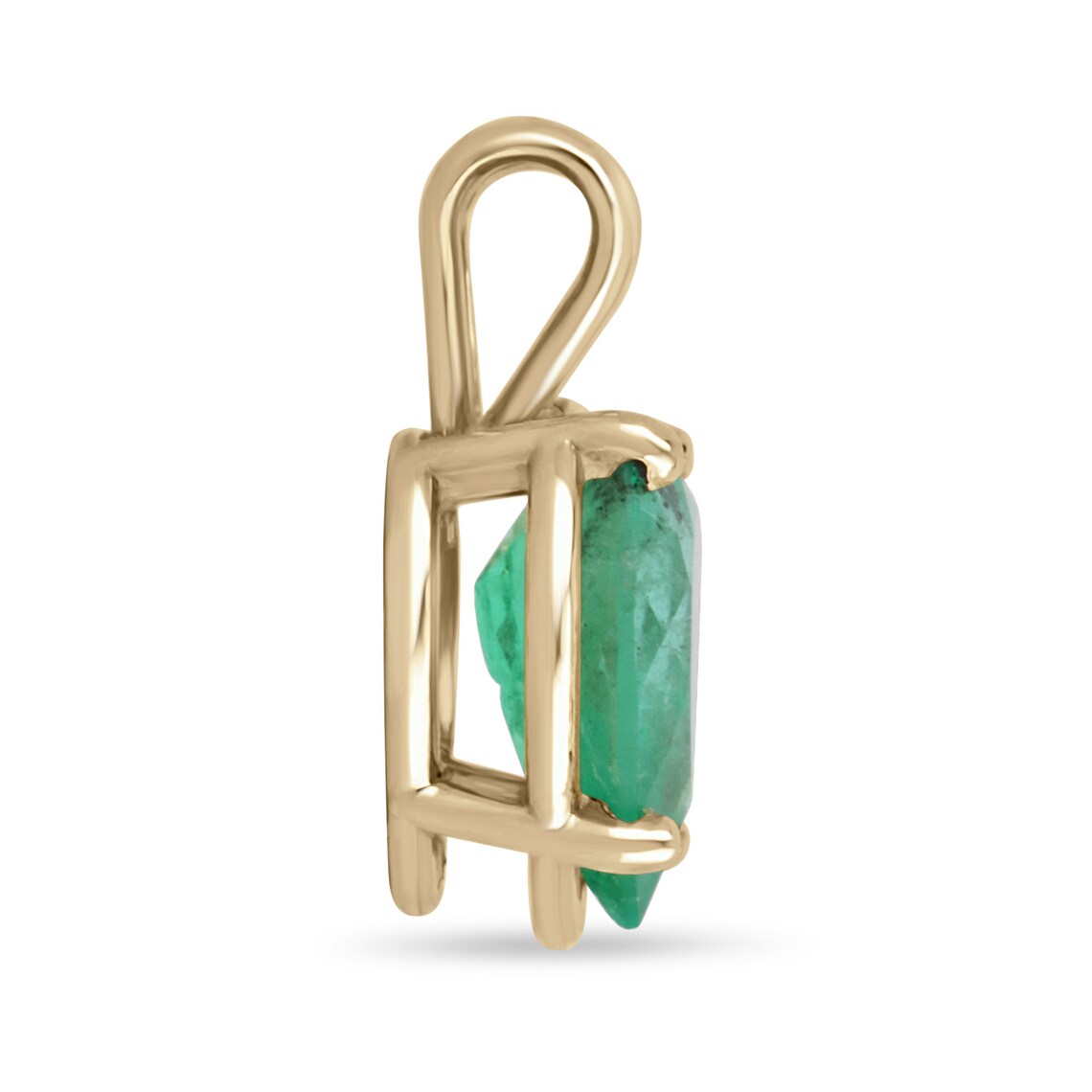 2.82 Carat 14K Yellow Gold Colombian Emerald Pear Cut Solitaire Pendant with 4 Prong Split Bail - Elegant Jewelry Gift for Women, Perfect for Weddings, Anniversaries & Special Occasions