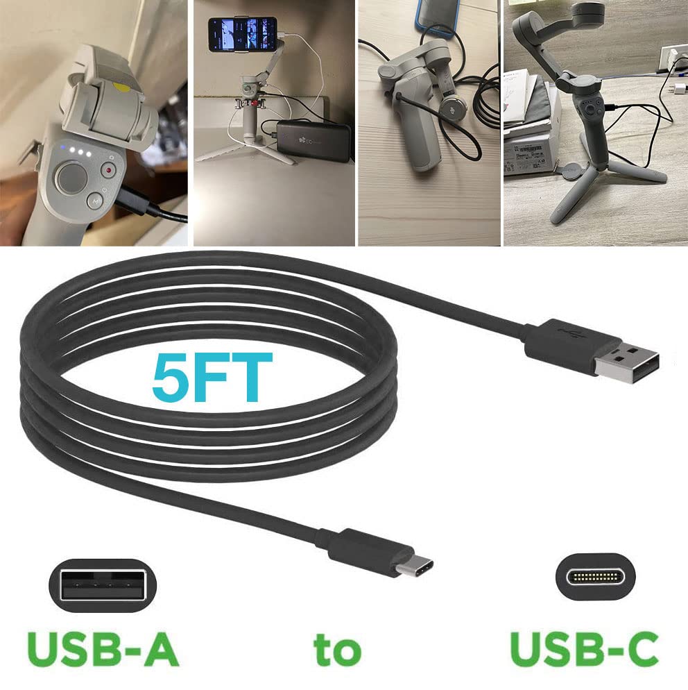 5FT USB C Gimbal Stabilizer Charger Cable - Compatible with DJI OM5/OM4/OM4 SE/OSMO Mobile 3, Ronin-SC/S, RS 2/RSC 2, OSMO Pocket 2, Action 2, FPV Remote Control | Fast Charging Power Cord for Phone & Camera Stabilizers | Perfect for Vlogging, Live Streaming & Travel Photography