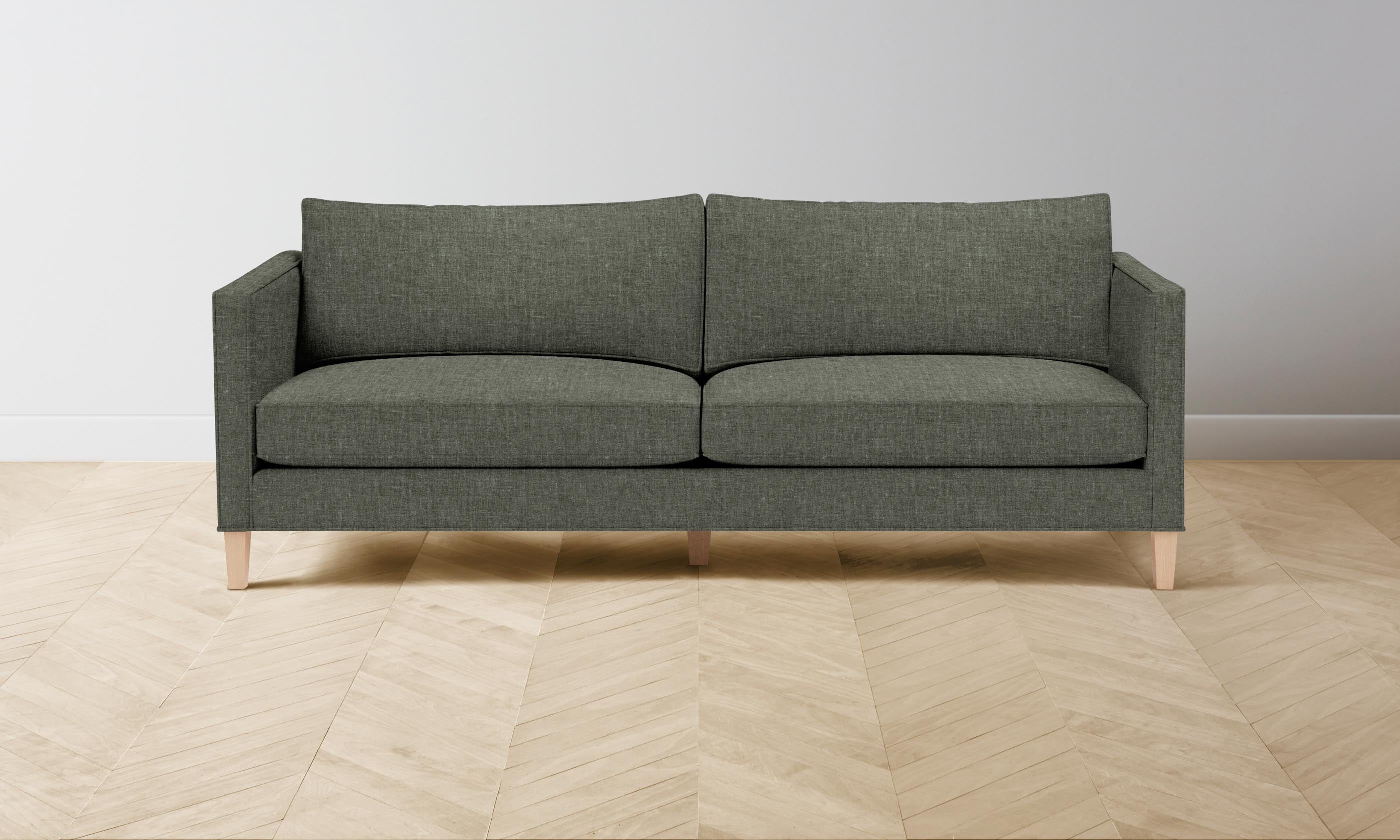 Crosby Sofa - Heritage Belgian Linen Upholstery in Thyme | Modern Living Room Furniture for Home & Office