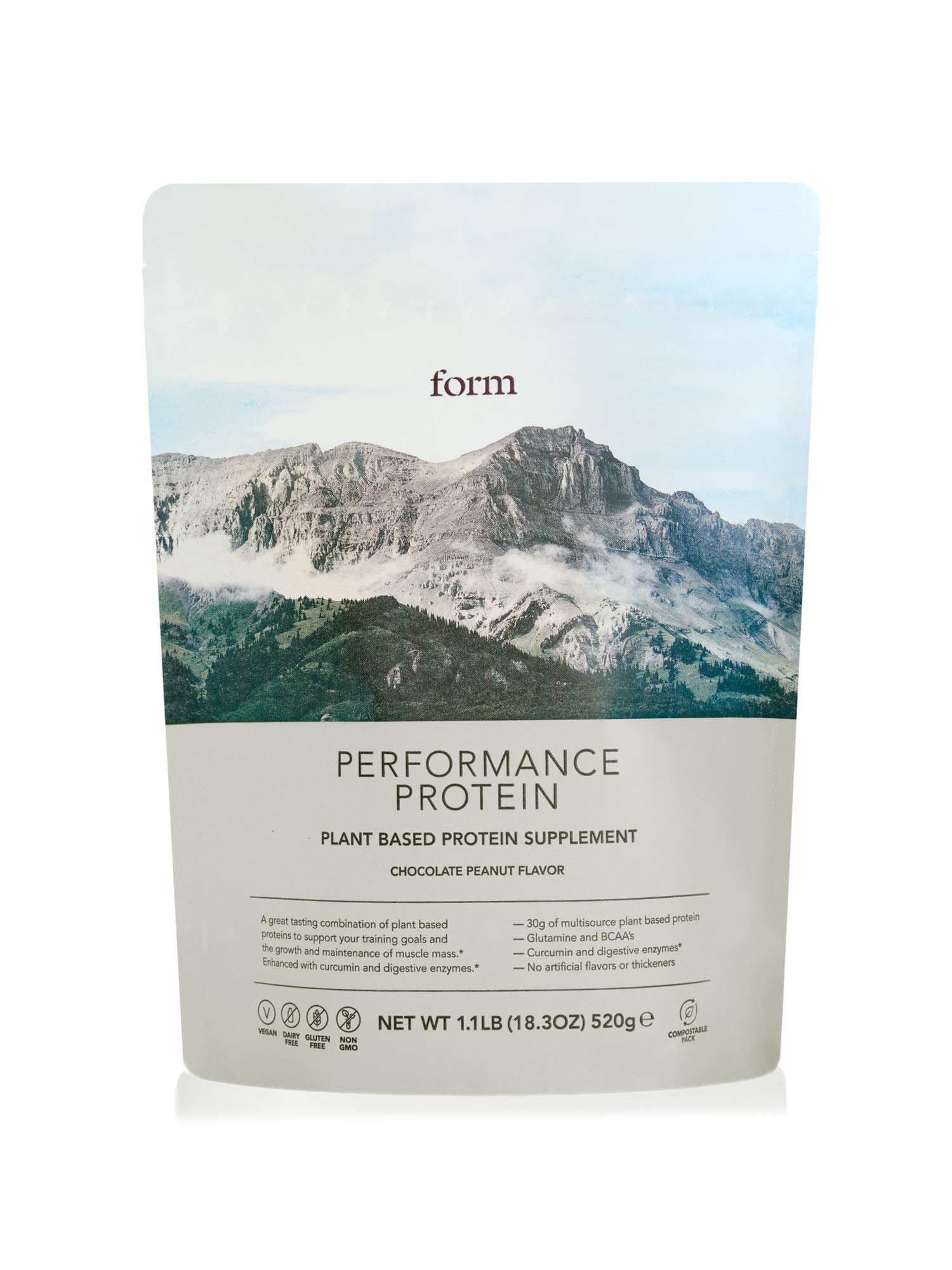 Form Performance Protein - Vegan Plant-Based Protein Powder with BCAAs, 30g Protein per Serving | Chocolate Peanut Flavor | Great for Post-Workout Recovery, Muscle Building & Healthy Lifestyle | Mixes Easily with Water or Smoothies