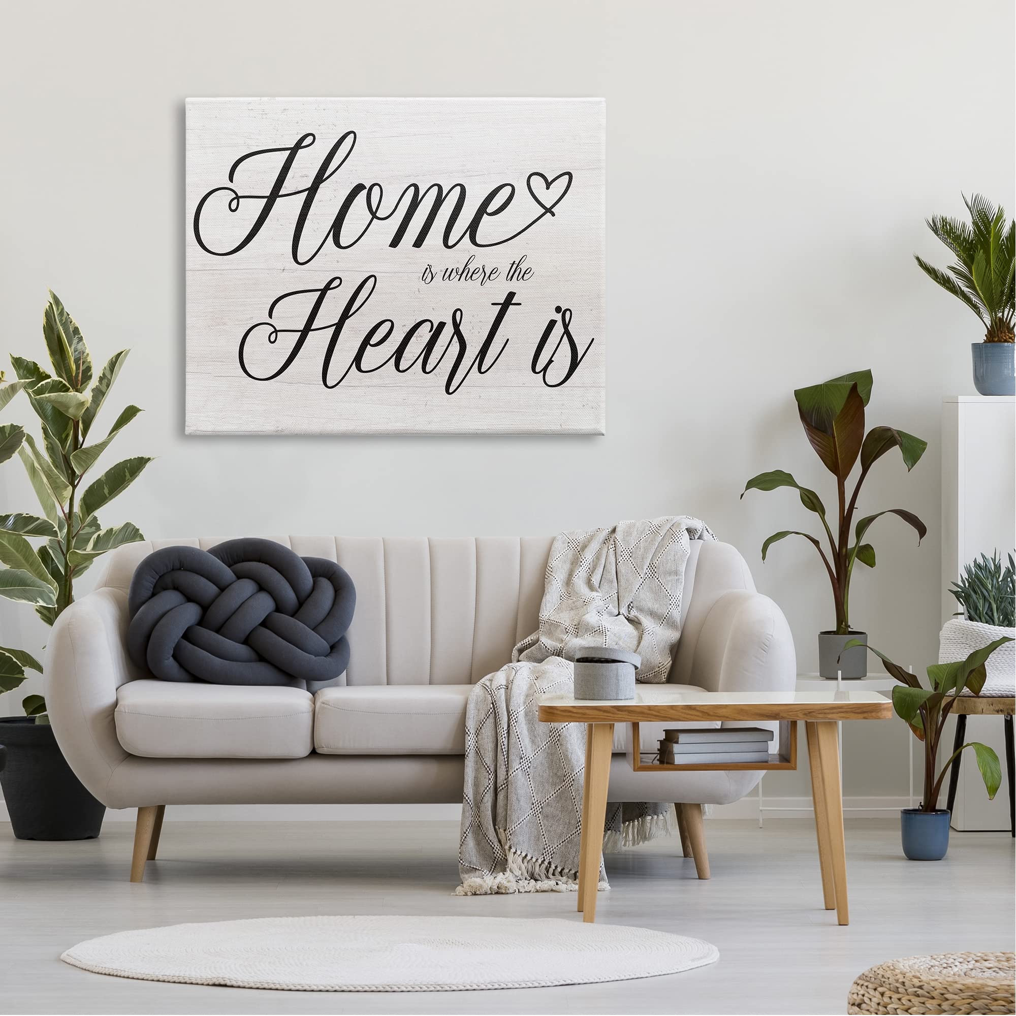 Stupell Industries Heart & Home Fancy Script Typography Wall Art - Elegant Phrase Decor by Lil' Rue - Perfect for Living Room, Bedroom & Home Office Decor