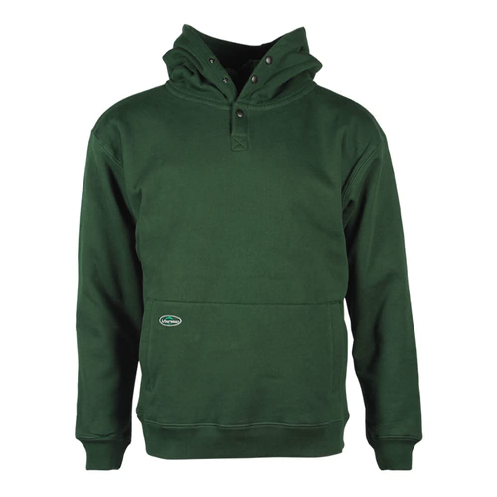 Arborwear Men's Heavyweight Double-Thick Hooded Pullover Sweatshirt - Snap Neck Collar & Handwarmer Pouch for Outdoor Work & Winter Activities