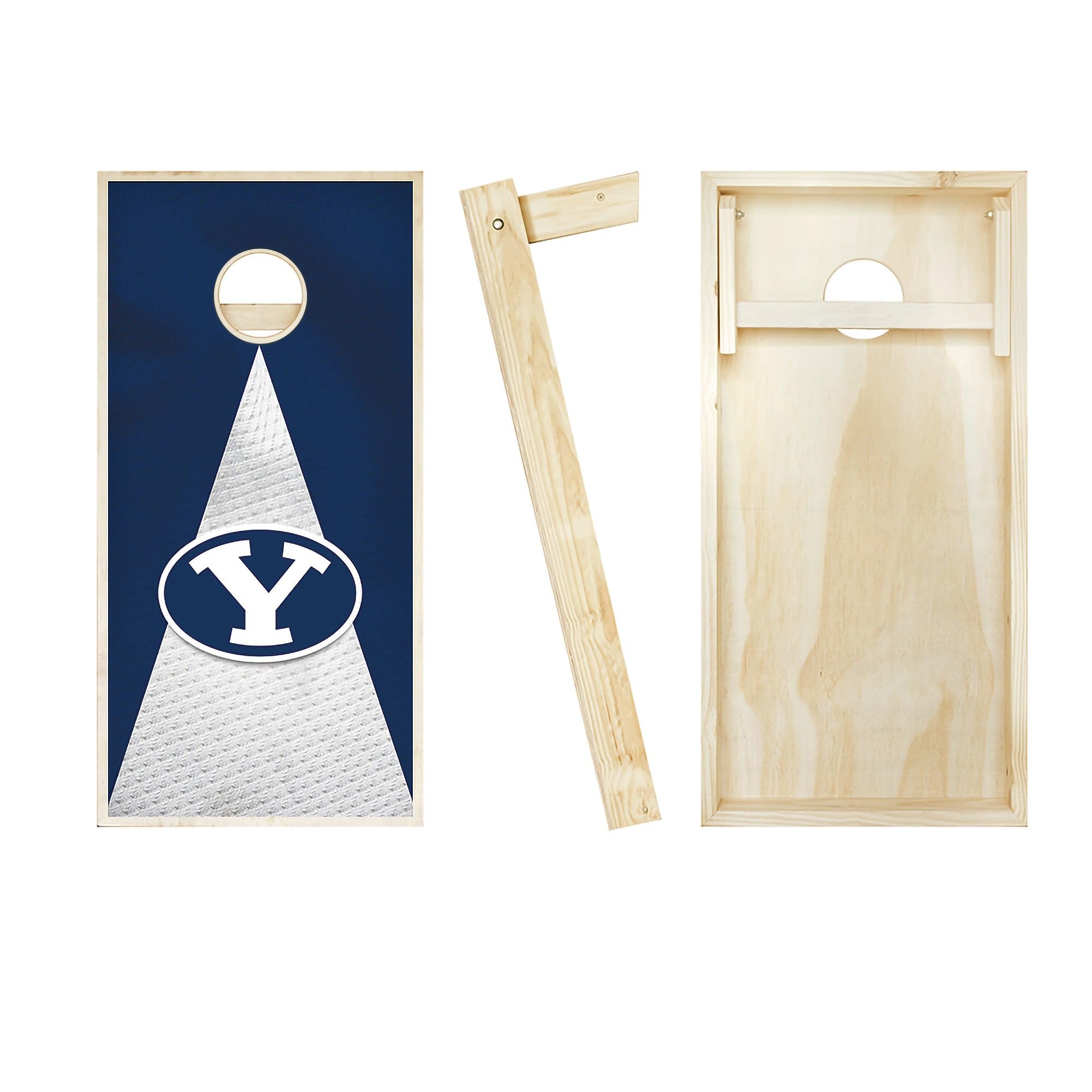 BYU Cornhole Game Set with Custom Team Logo - 2 Wooden Cornhole Boards & 8 Bean Bags - Perfect for Tailgating, Backyard Parties & College Game Day Events