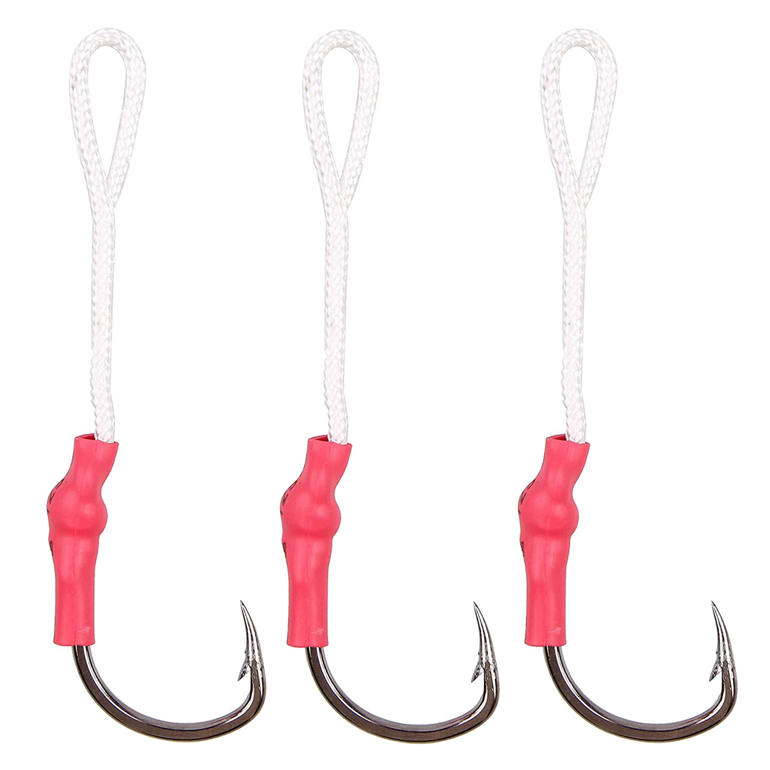 Premium 20PCS Stainless Steel Fishing Jig Assist Hooks with Durable PE Line - Saltwater Big Game Fishing Gear for Tuna, Snapper & Halibut - Ideal for Deep Sea Jigging and Offshore Angling Adventures