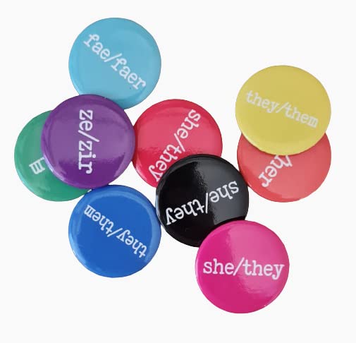 My Pronouns Are Badges - 400 Pack of 1 Inch (25mm) Colorful Customizable Gender Pronouns Pin Badges for LGBTQ+ Pride - Perfect for Pride Events, School Awareness, Workplace Inclusion & Everyday Wear
