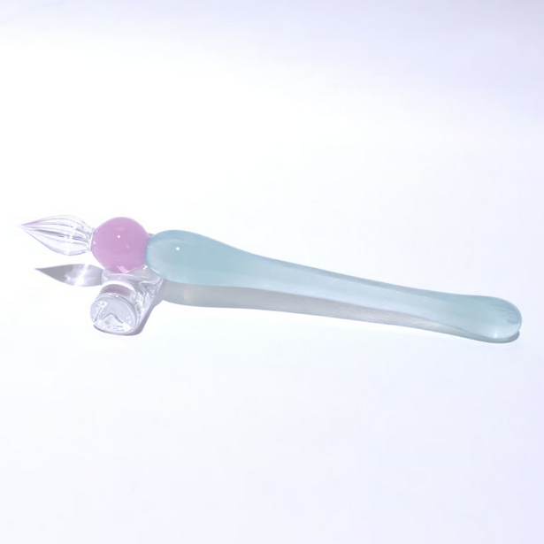 Japanese Glass Dip Pen - Short Light Blue Calligraphy Pen for Handwriting & Art - Perfect Gift for Writers, Artists & Stationery Lovers - Ideal for Journaling, Lettering & Creative Writing