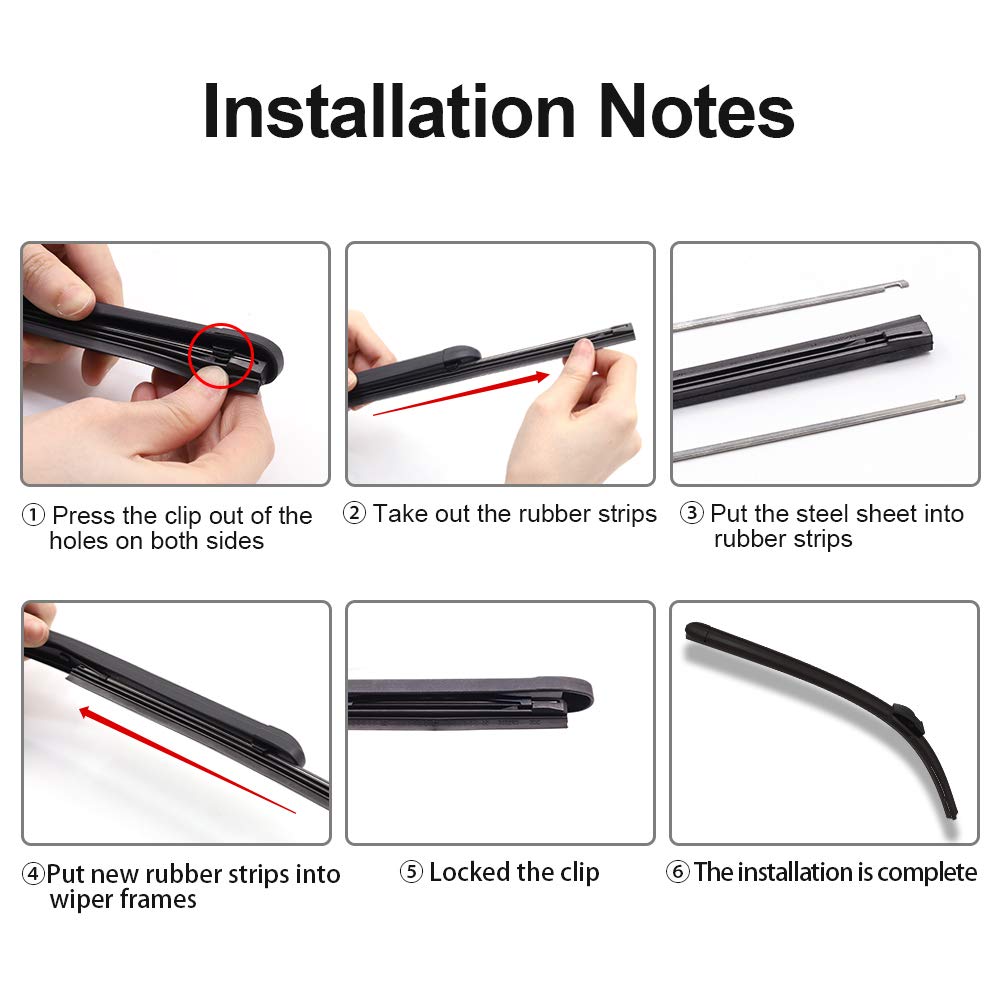 Universal Windshield Wiper Blade Refills - 2PCS Adjustable Rubber Strips for Car Windscreen Replacement | Perfect for Rainy Weather & Winter Driving