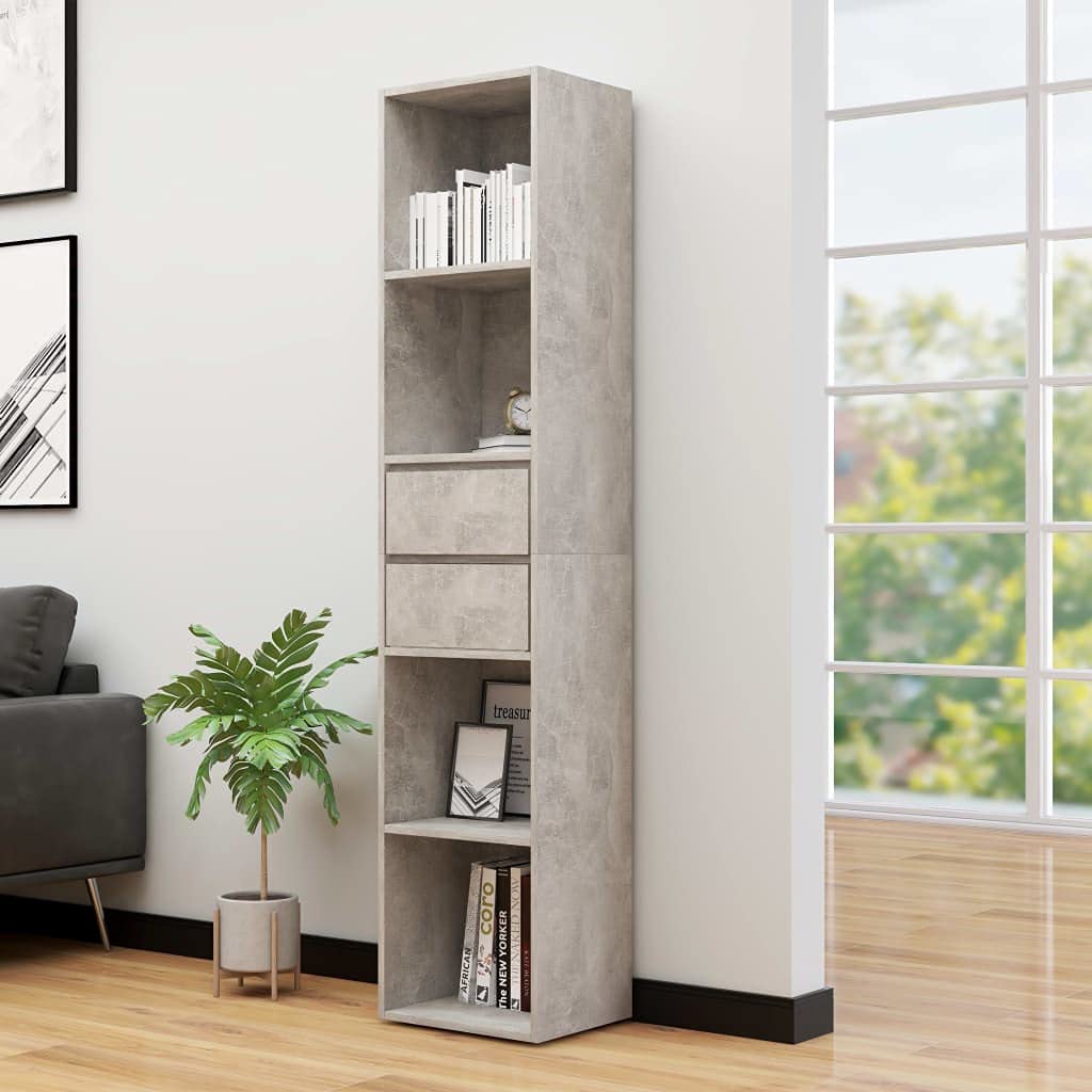 Modern Bookcase with 2 Drawers - Storage Shelf for Home Office & Plant Display