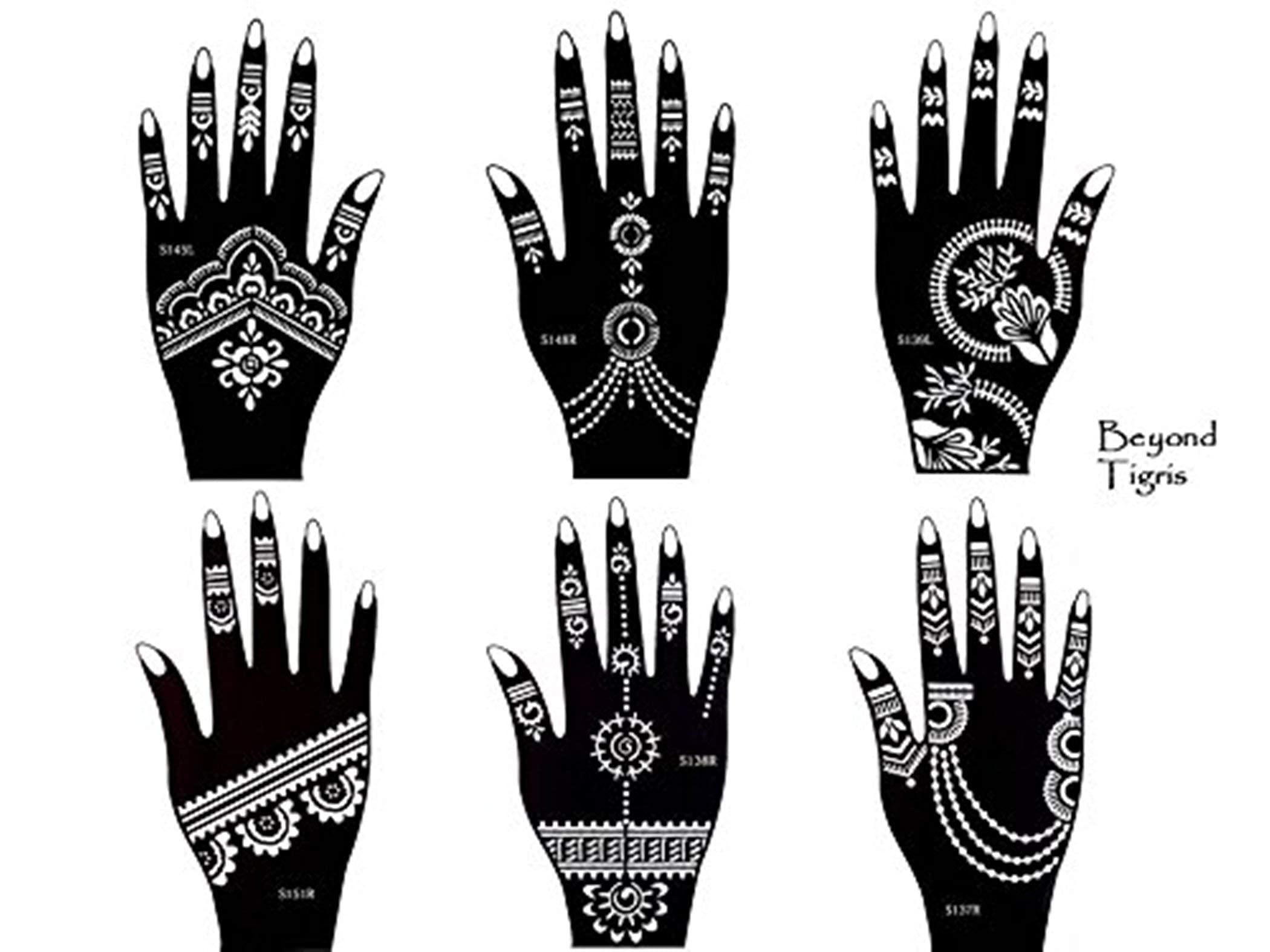Premium Henna Tattoo Stencil Kit for Hands, Body, Fingers & Face | Temporary Mehndi Art Designs for Kids, Women & Girls | NIV-365 Black Medium Size | Perfect for Parties, Weddings & Festive Celebrations