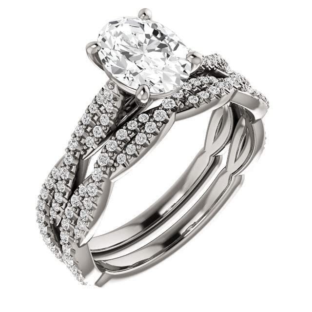 4 Carat Oval Cut Moissanite Wedding Ring Set - 925 Sterling Silver Vintage Engagement Bridal Jewelry for Women | Proposal, Promise & Anniversary Gift | Perfect for Weddings, Engagements & Special Occasions