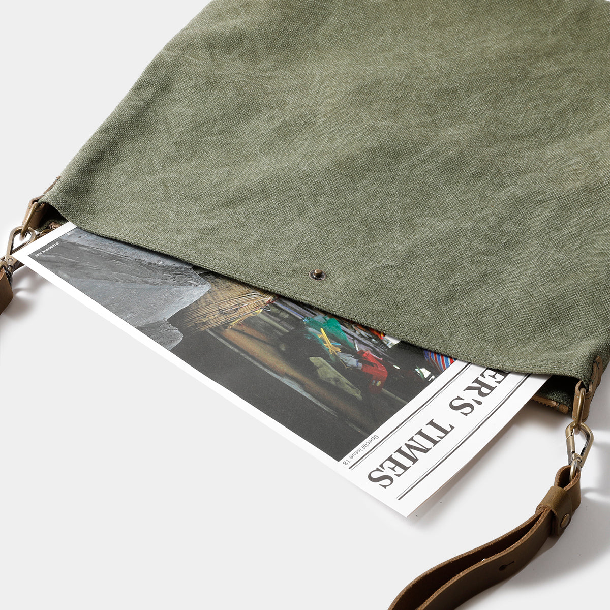 TRAVELER'S COMPANY Traveler's Factory Canvas Shoulder Bag - Medium Size Olive Green for Men & Women | Durable Everyday Carry Bag for Travel, Work & Commuting