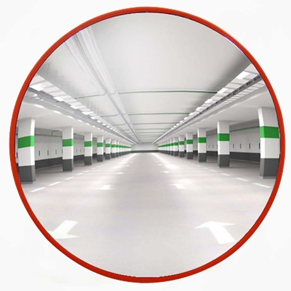 FXLYMR 30Cm Red Panoramic Safety Mirror - Wide-Angle Convex Mirror for Indoor & Outdoor Use, Supermarket Anti-Theft, Traffic Road Corner Visibility - Perfect for Retail Stores, Warehouses, Driveways and Parking Lots
