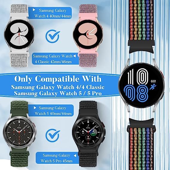 Galaxy Watch 6/5/4 Bands - No Gap Sport Loop Strap for Active Lifestyles