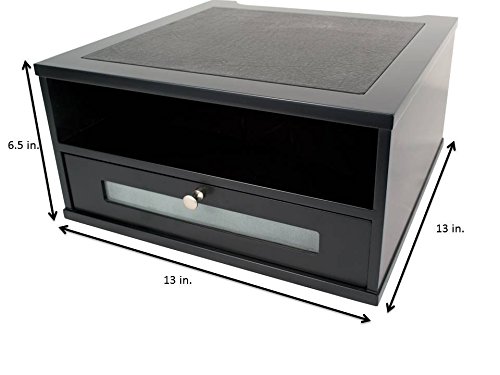 Victor Midnight Black Collection 1175-5 Wood Monitor Stand Riser - Ergonomic Desktop Organizer for Home & Office Workspace