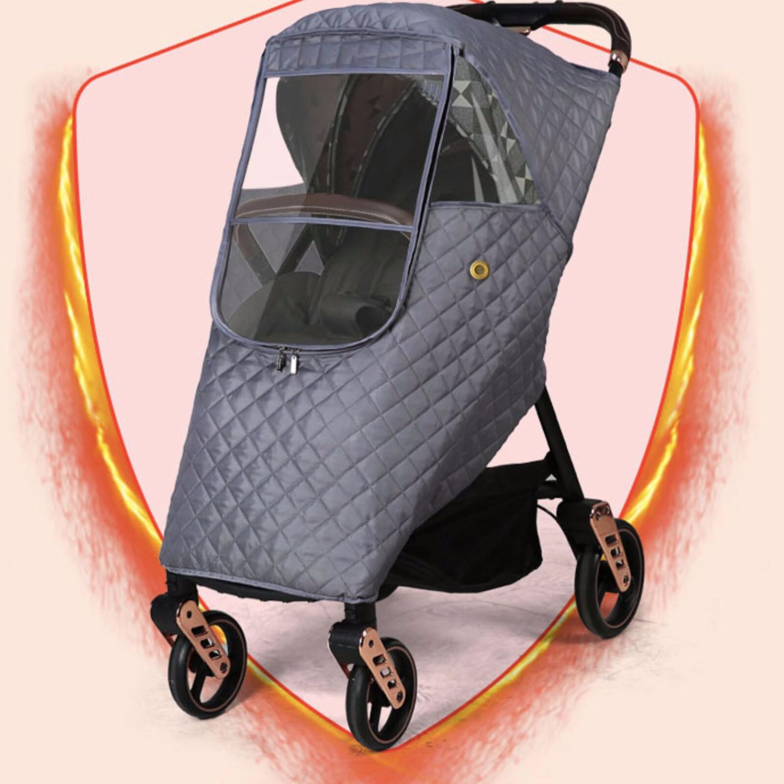 Universal Winter Baby Stroller Rain Cover - Windproof Quilted Weather Protection for Strollers & Pushchairs - Perfect for Snowy Days, Rainy Weather & Cold Wind Protection