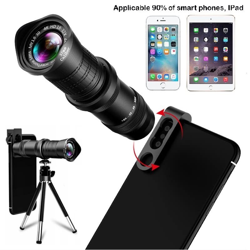 18-30X HD Professional Smartphone Camera Lens Kit - Adjustable Telephoto Zoom Lens for iPhone & Android - Perfect for Travel, Wildlife Photography & Vlogging
