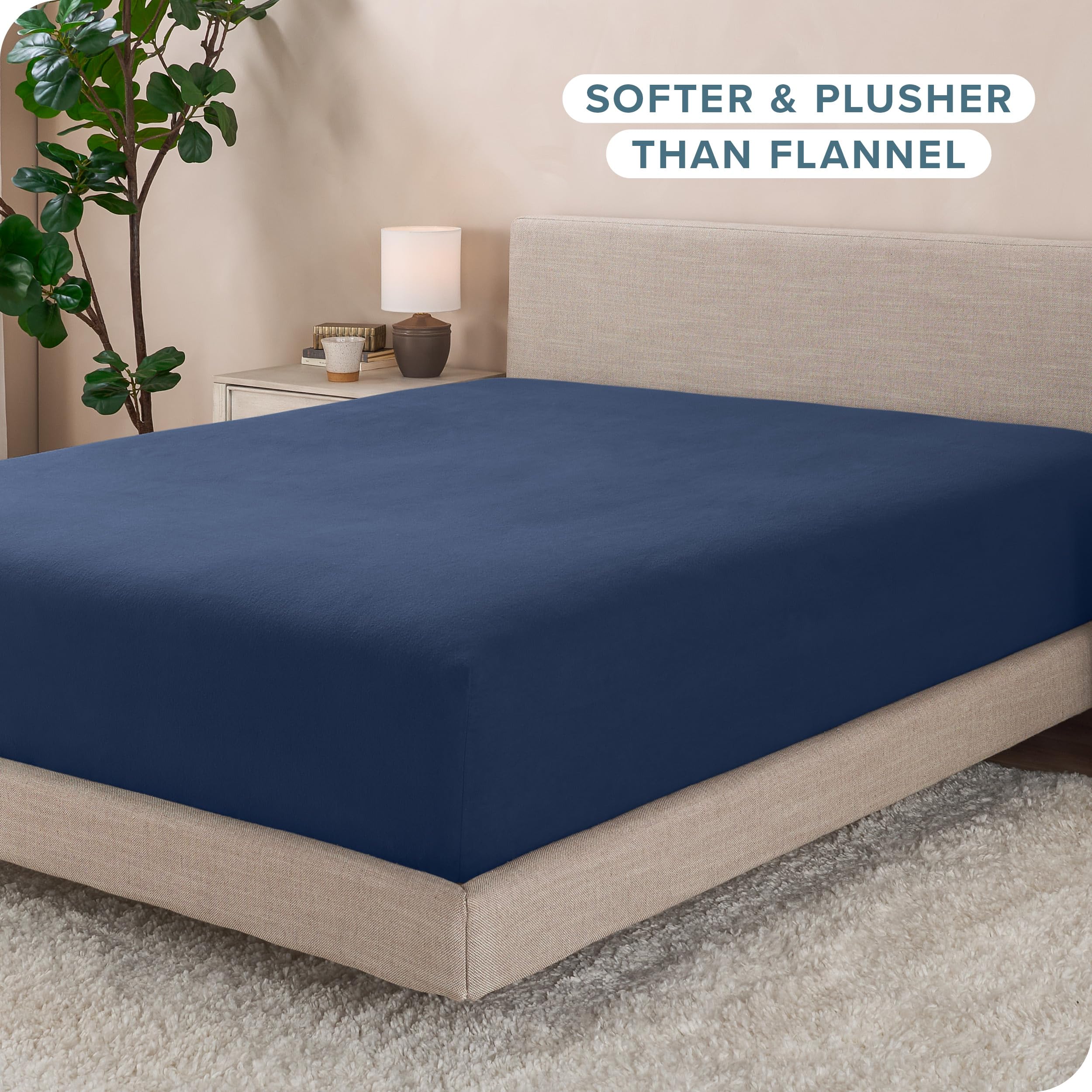 Bare Home Super Soft Fleece Fitted Sheet King Size - Extra Plush Polar Fleece Deep Pocket Bed Sheet - All Season Cozy Warmth for Winter & Cold Weather (King, Dark Blue) - Perfect for Bedrooms, Guest Rooms & Cozy Nights