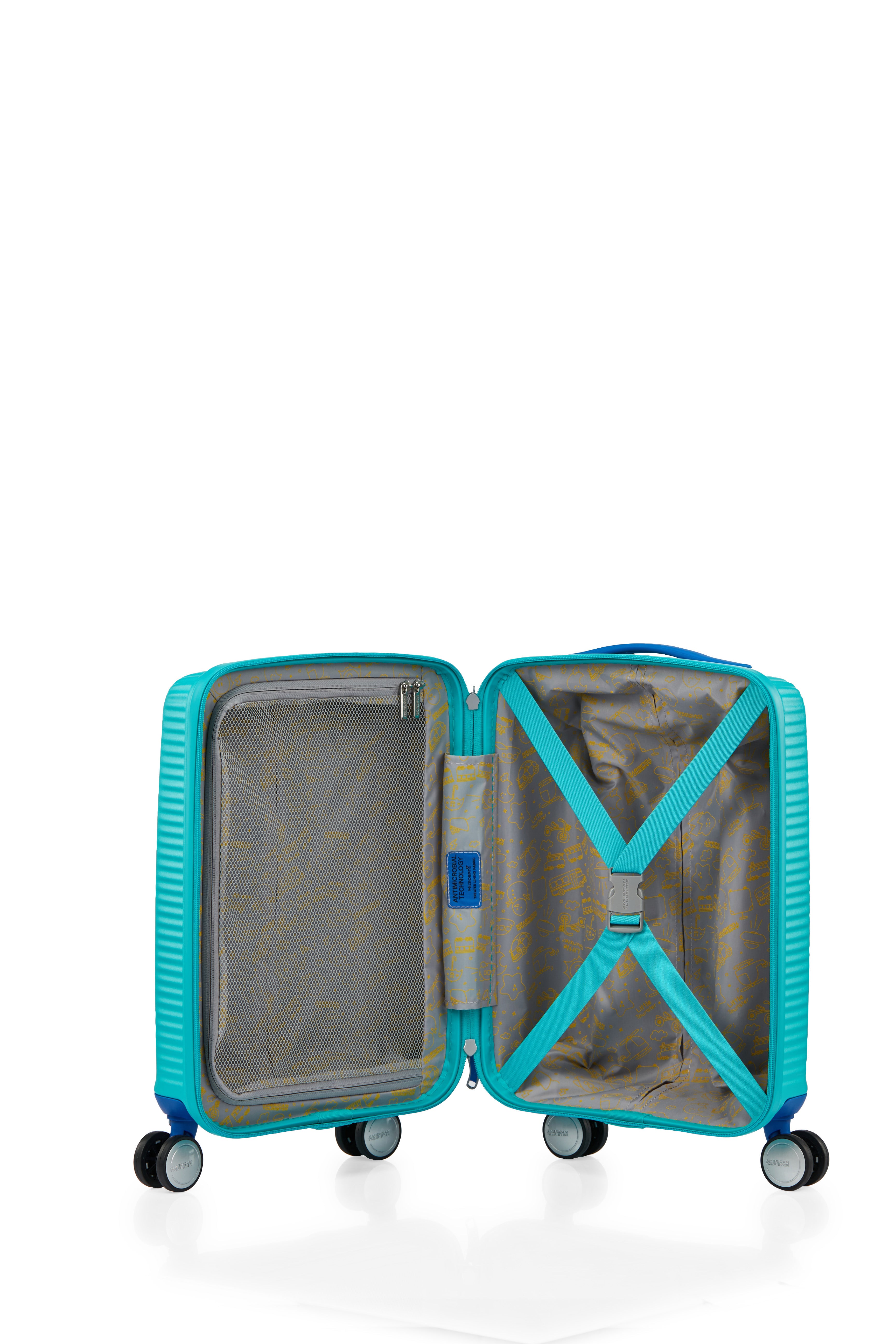 American Tourister Little Curio 47cm Spinner Luggage - Teal/Blue Carry-On Suitcase for Travel, Business Trips & Weekend Getaways