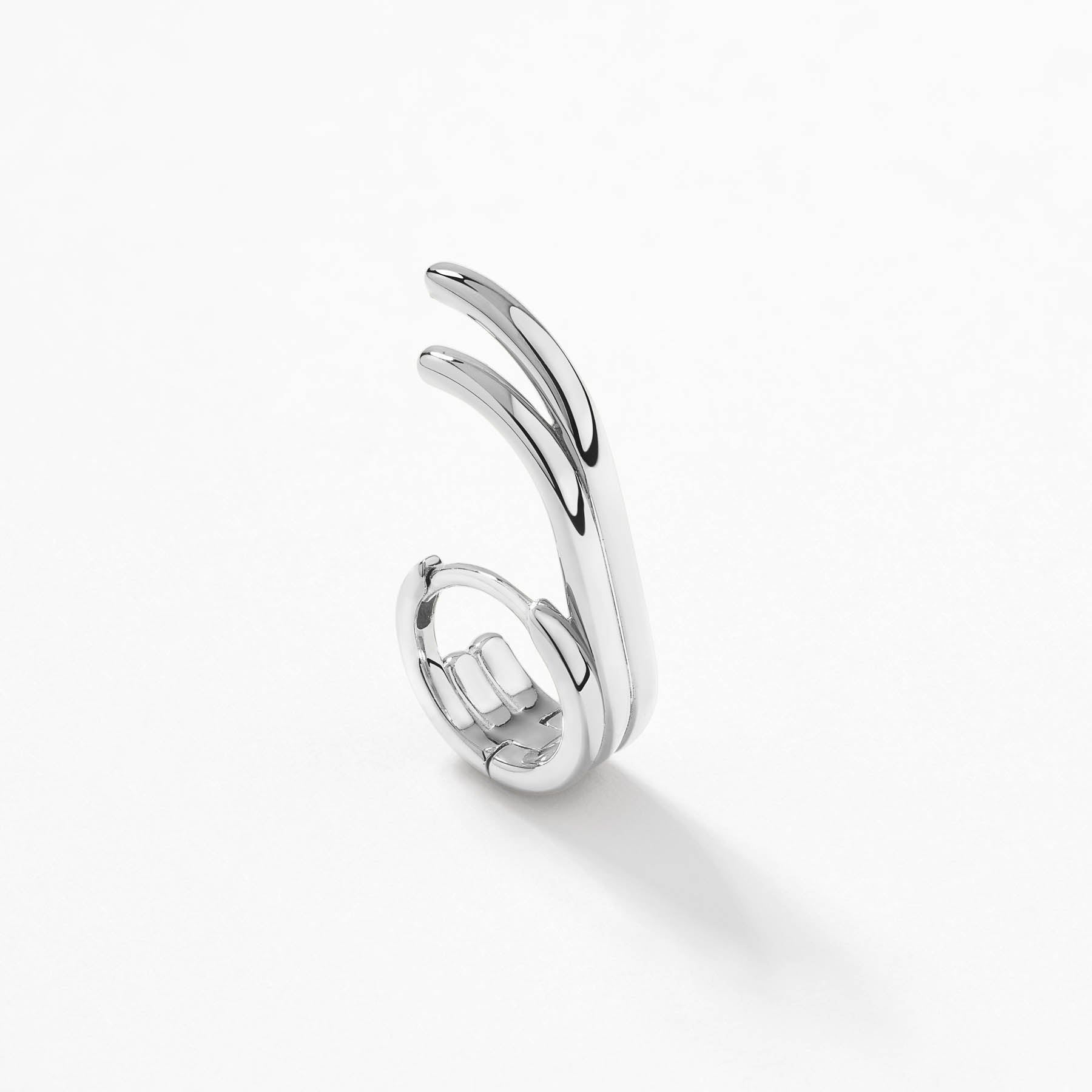 Silver Triple Lobe Cuff Huggie Earrings for Women - Trendy Minimalist Hoop Earrings for Everyday Wear, Date Night & Special Occasions