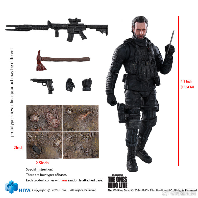 Pre Order 1/18 HIYA 4-Inch Action Figure - The Walking Dead: The Ones Who Live Rick Grimes Collectible Toy | Highly Detailed Mini Series for Display & Role Play Scenes