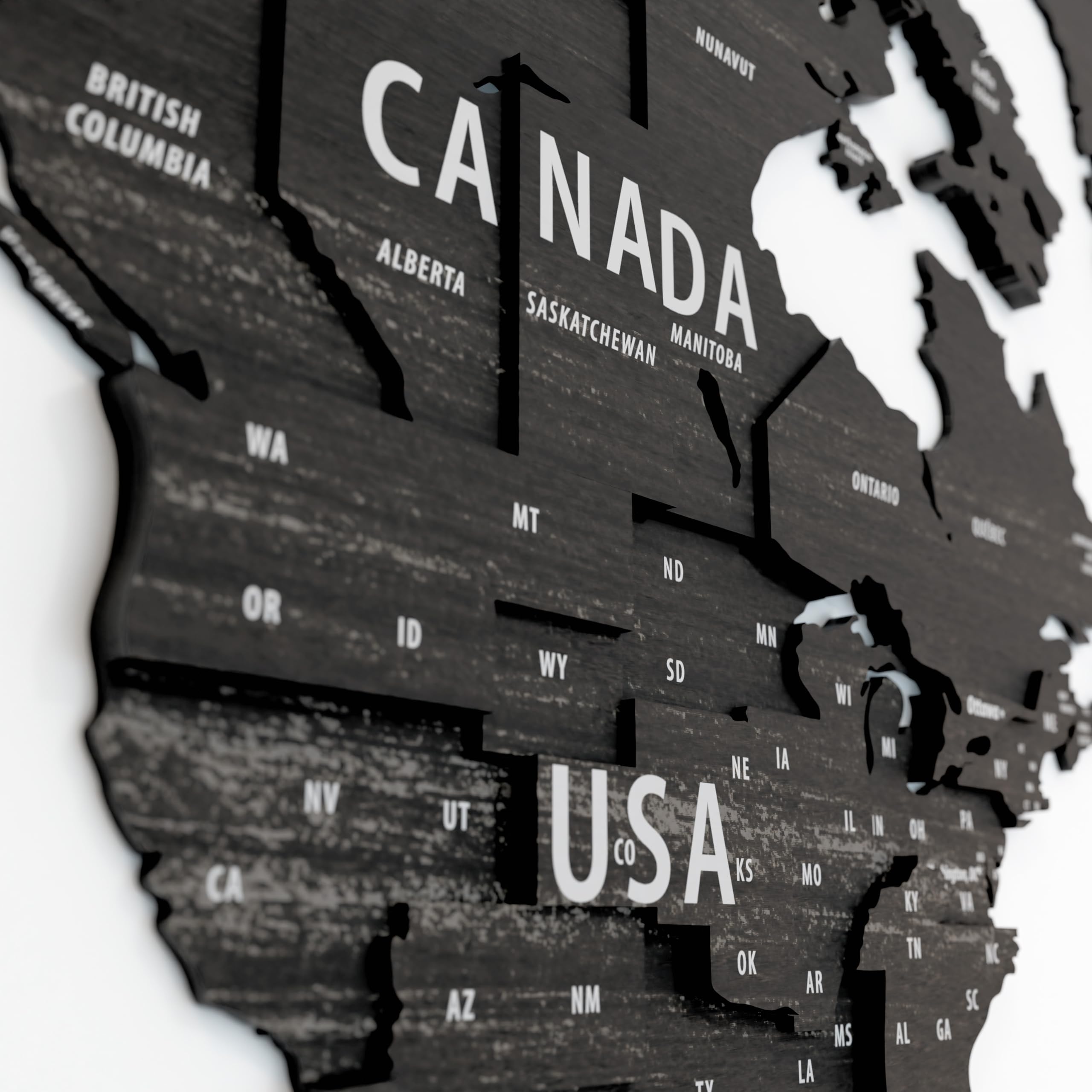 3D Wooden World Map Wall Art - Multilayered Travel Map with States & Capitals - Home Office Decor - Unique Gift for Travelers, Birthday & Housewarming - Educational Kids Activity - Perfect for Living Room, Nursery & Classroom Decor (Large Size, Tuana Collection)
