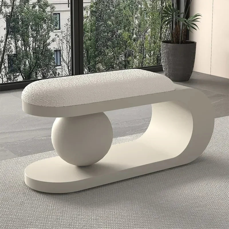 Premium Curve Shoe Changing Bench with Soft Lambswool Cushion - Comfortable Seating for Entryway, Bedroom & Dressing Room