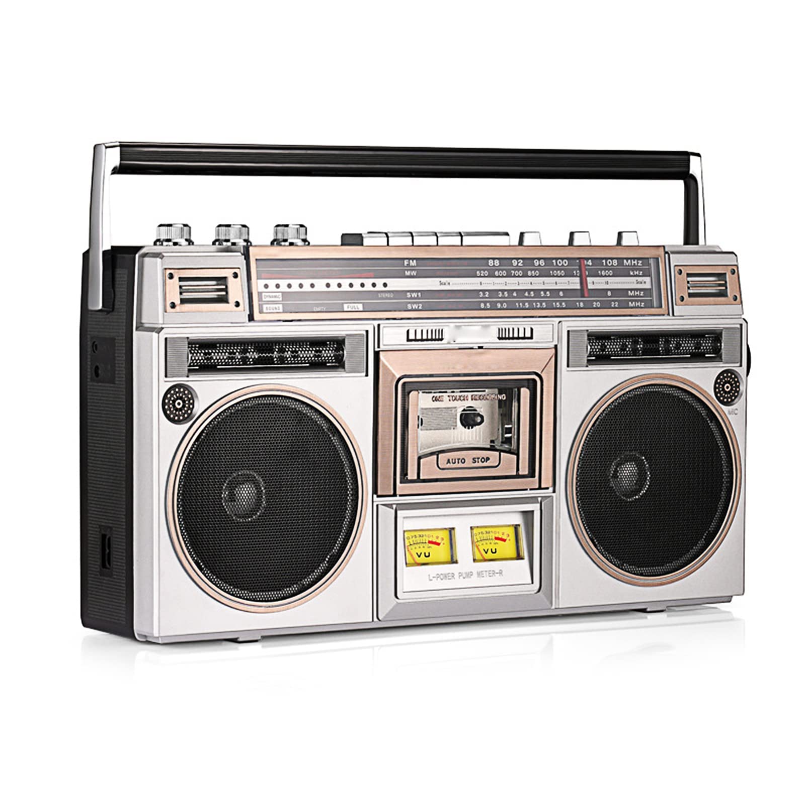 Vintage Retro Boombox Cassette Player with Bluetooth, USB/SD Slots & Aux Input - Convert Cassettes to Digital - 80s Style Portable Stereo for Home, Office & Outdoor Parties