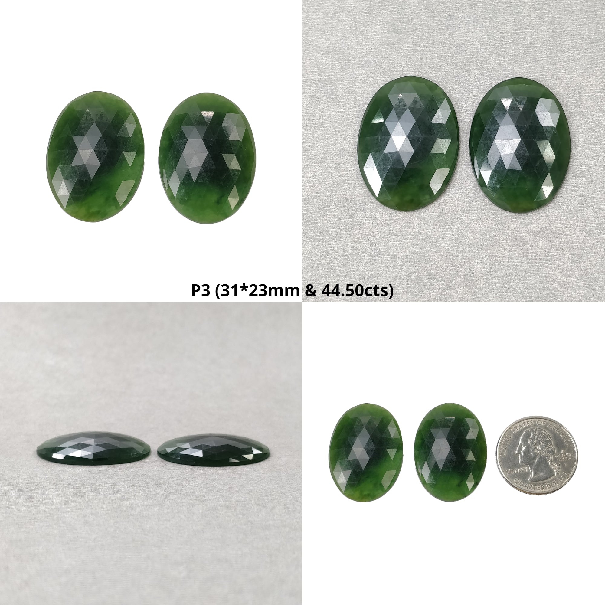Natural Untreated Unheated Antigorite Serpentine Gemstone - Rose Cut Pear & Oval Shape Pair for Jewelry Making & Healing Crystals