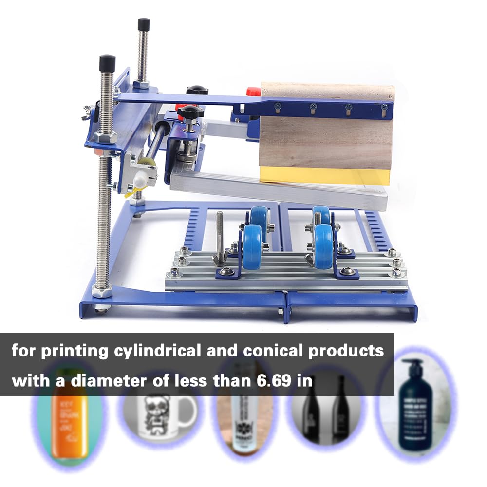 170mm Manual Screen Printing Machine for Cylindrical & Conical Bottles - DIY Tumbler, Cup, and Container Printing Press - Perfect for Home Businesses and Craft Projects