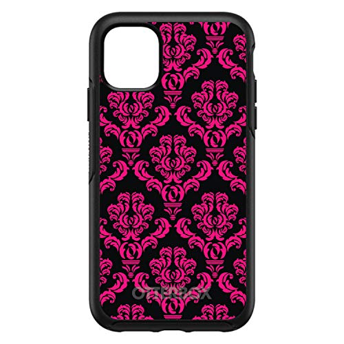 Black Hot Pink Damask Pattern On Black Case