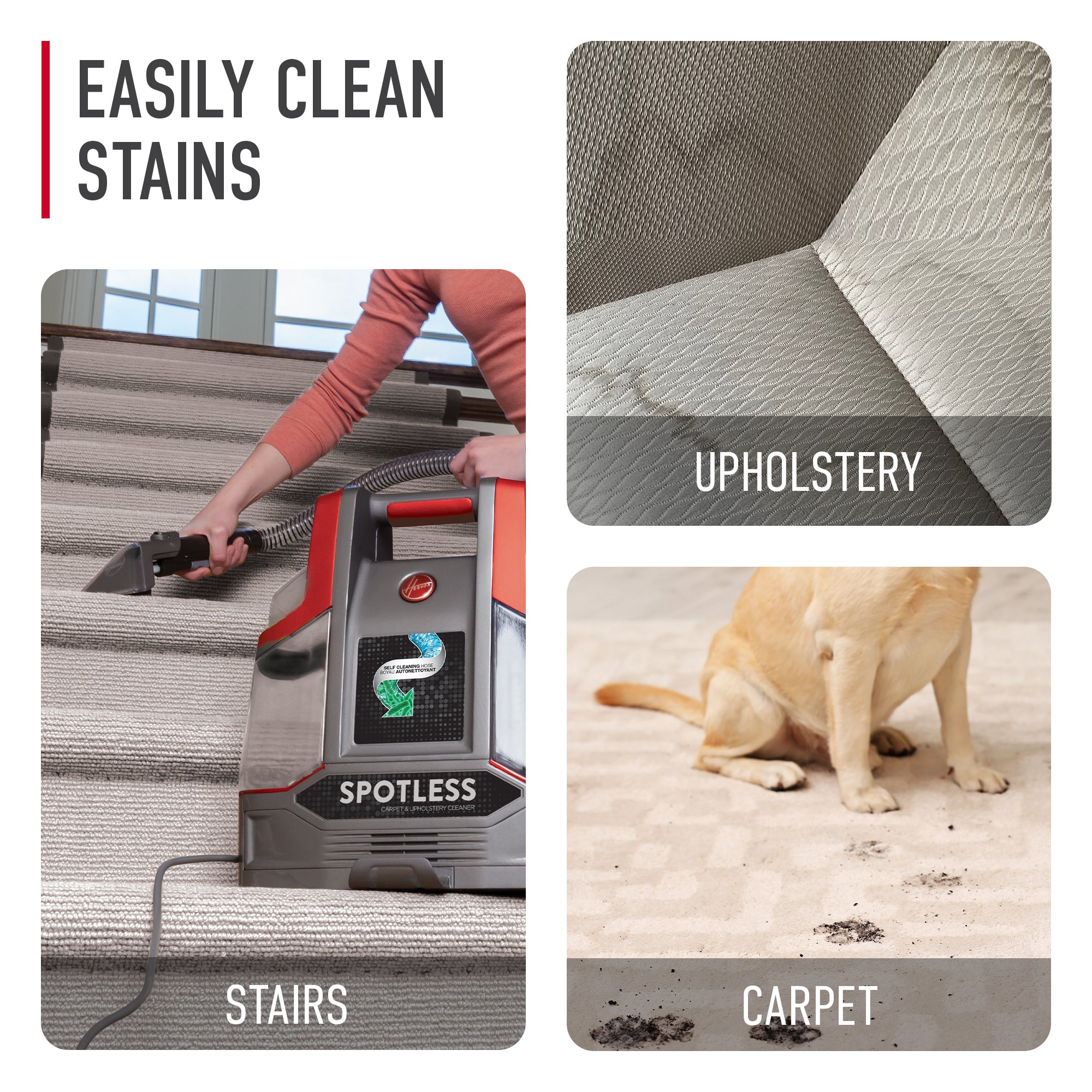 Spotless Portable Carpet & Upholstery Cleaner Machine - Powerful Stain Remover for Home, Car, Pet Hair - Compact & Lightweight for Easy Cleaning Anywhere