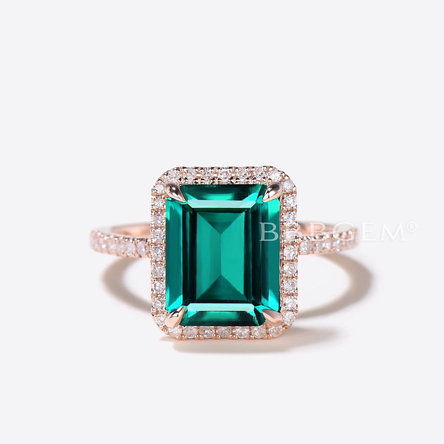 14K Rose Gold 3CT Emerald Cut Green Emerald Engagement Ring for Women - Perfect for Proposals, Anniversaries & Special Occasions