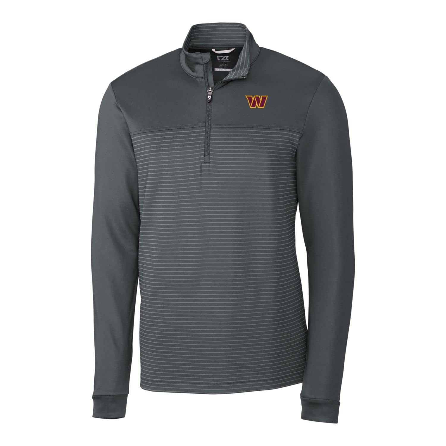 Cutter & Buck Men's NFL Traverse Drytec Stripe Stretch Quarter-Zip Jacket - Lightweight Performance Pullover for Football Fans & Outdoor Activities