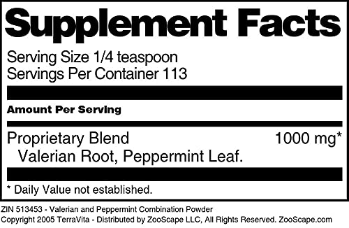 Valerian and Peppermint Herbal Tea Powder - 4oz Natural Sleep Aid & Stress Relief Supplement (ZIN: 513453) - Perfect for Relaxation Before Bed or Anxiety Relief