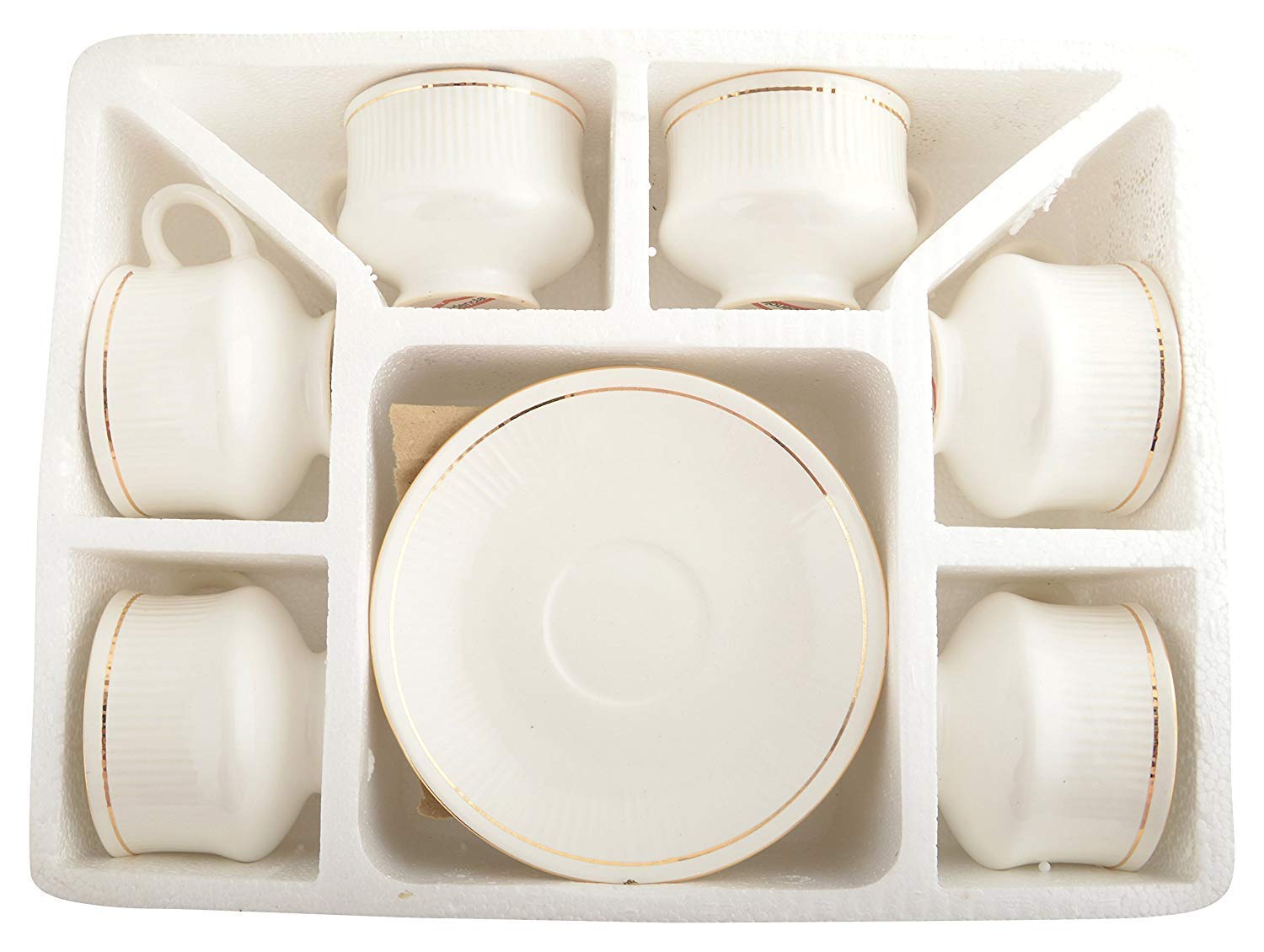 Premium Bone China Tea Cup and Saucer Set - 12 Piece Fine Porcelain Tableware with Gold Trim (6 Cups & 6 Saucers, 140ml) - Perfect for Afternoon Tea, Bridal Showers, and Elegant Dinner Parties
