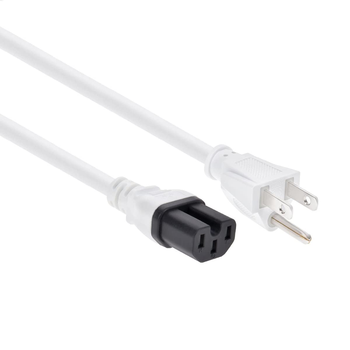 6ft Heavy Duty Power Cord - NEMA 5-15P to C15 AC Power Cable, 15A 125V 14AWG SJT, Replacement Computer Monitor PC Power Supply Cord, 10 Pack White - Perfect for Office Workstations, Gaming Setups & Home Electronics